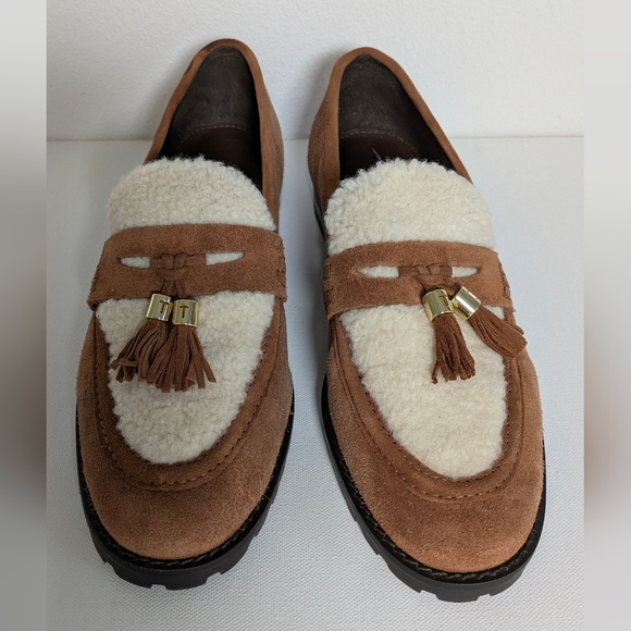 Talbot New Women's Cassidy Sherpa Loafers Moccasin Suede Brown Size 8 Cozy Foam - Picture 7 of 9